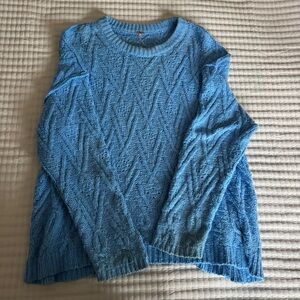 Free People Sky Blue Textured Sweater